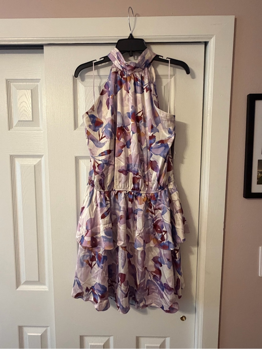Chelsea28 Lavender & Mauve Halter Tiered Floral Dress